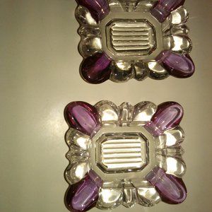 Vintage solid glass small ashtrays